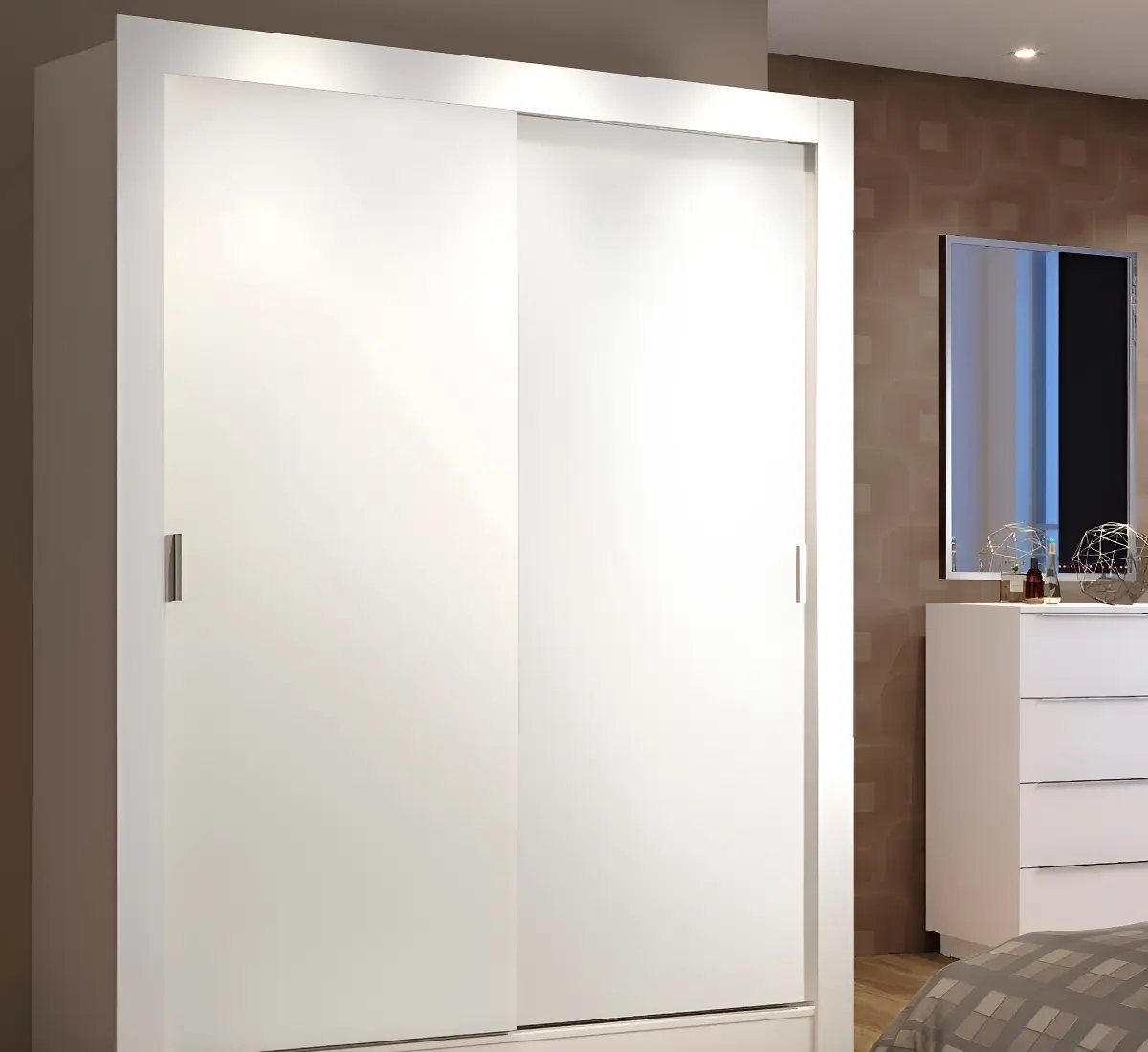 Guarda-roupa Solteiro Madesa Denver 2 Portas Correr Cor Branco