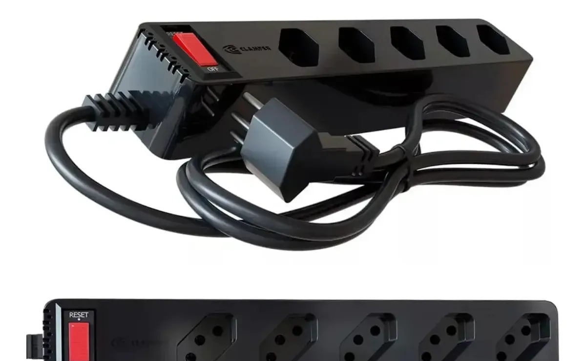 Filtro De Linha DPS Clamper 5 Tomadas 2PT 10A Preto 127220V