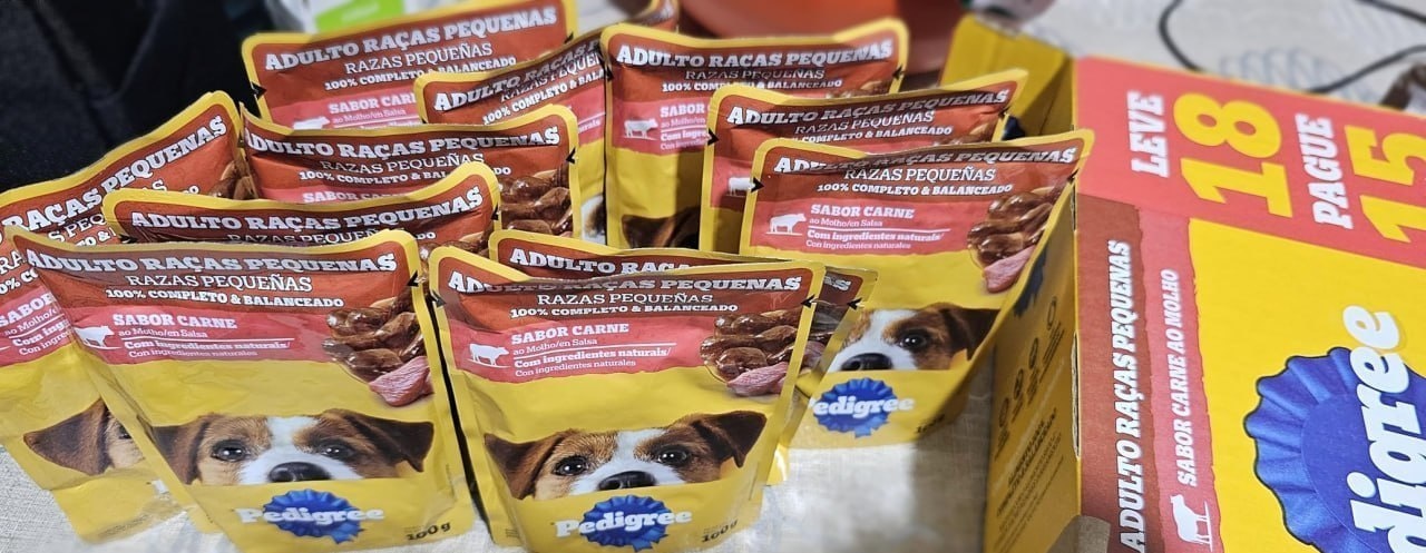 Pack 18 un. Ração Úmida Pedigree Sachê Adultos Raças Pequenas 100g