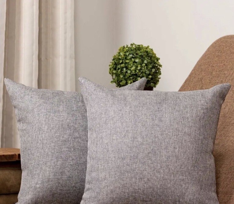 Kit 2 Capas De Almofada Linho Liso 45 X 45 Cm Cinza US Decor