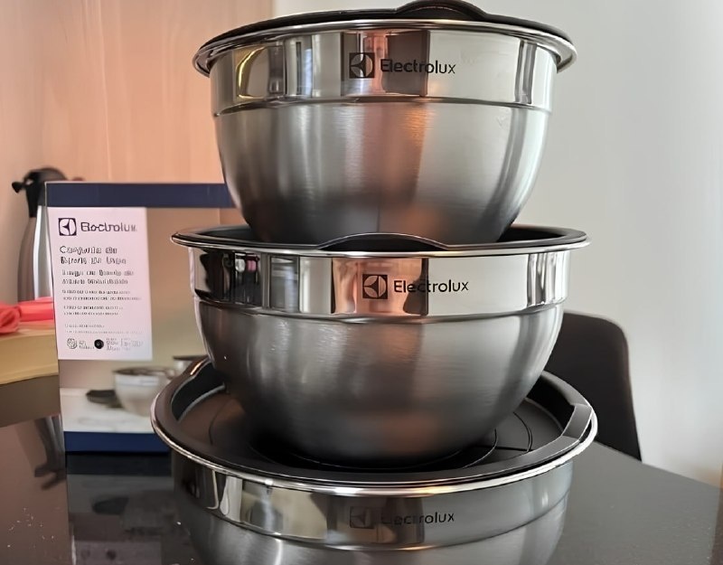 Conjunto Bowls de Inox Electrolux com Tampa Plástica 3 Peças