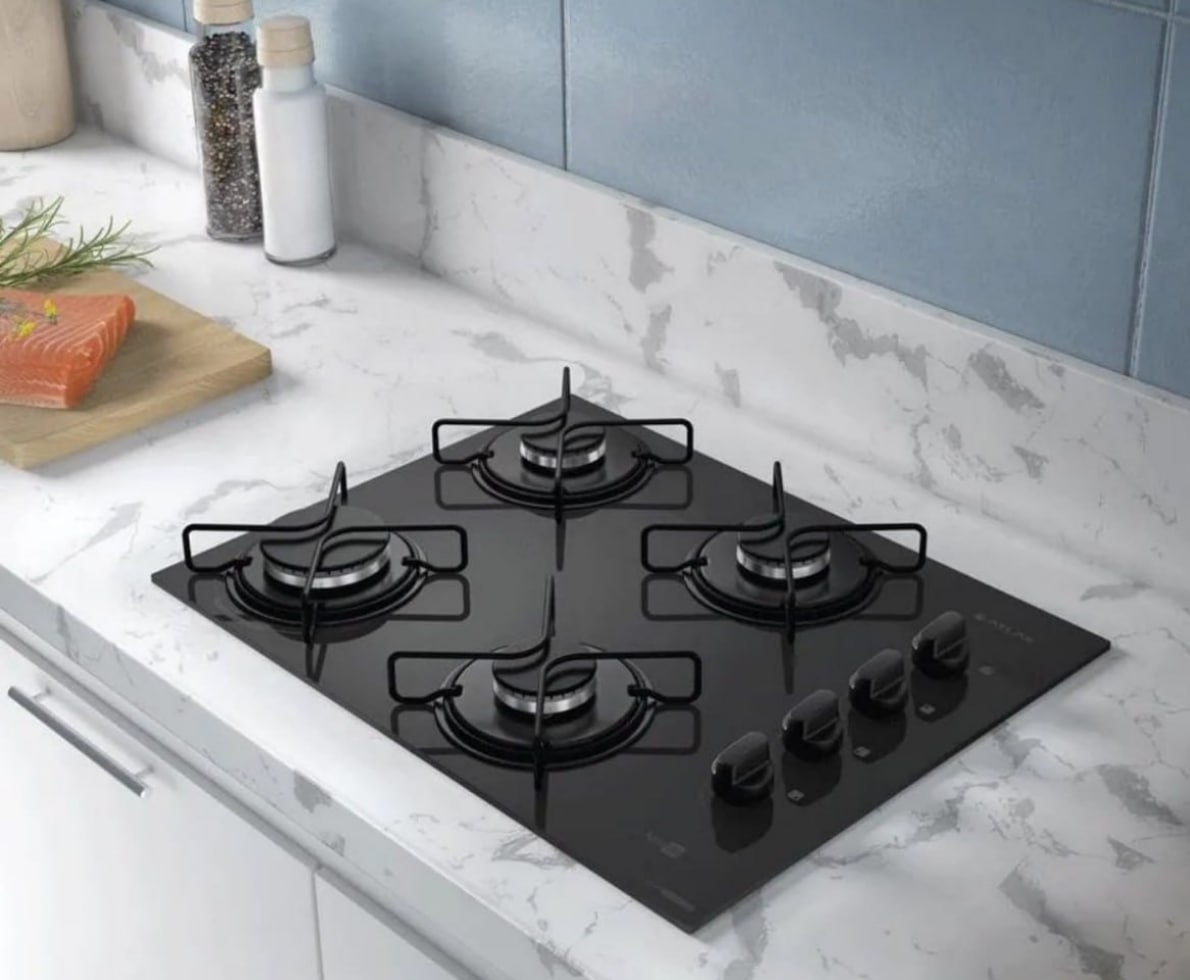Cooktop 4 Bocas Atlas Agile Up Mesa Vidro