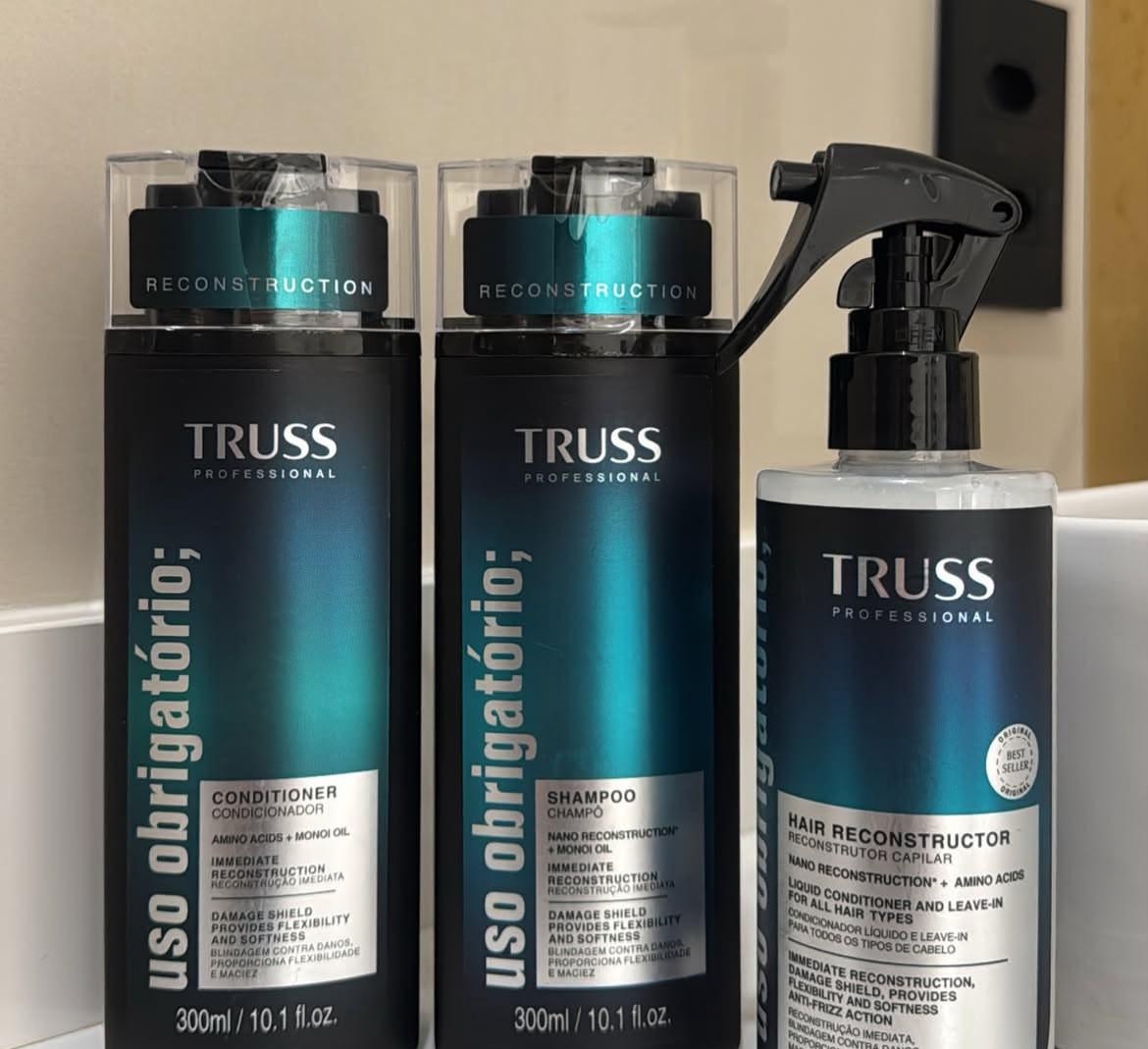Kit Truss Uso Obrigatório Shampoo 300ml  Condicionador 300ml  Spray Reconstrutor 260ml