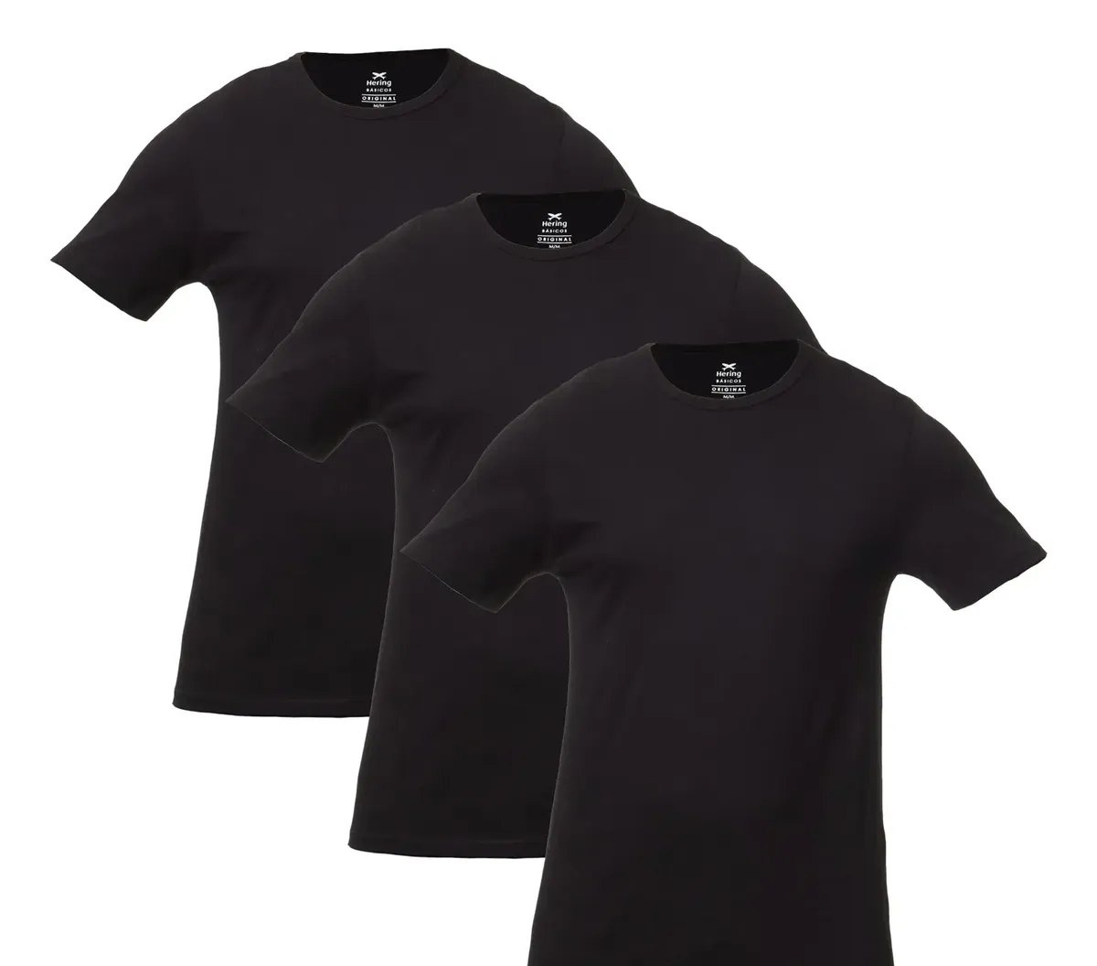 Kit Com 3 Camisetas Básicas Slim Cor Preto Hering