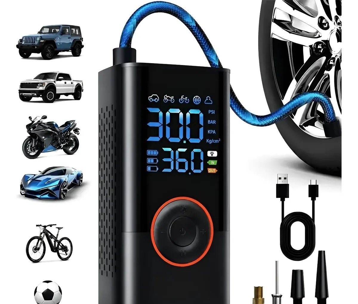 Mini Compressor Ar Calibrador Encher Pneu Portátil Digital