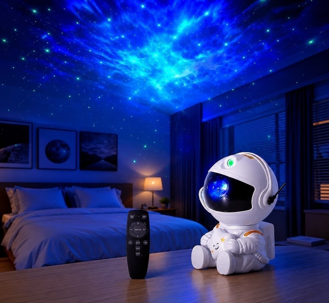 Projetor Astronauta de Galáxia LED com Controle Remoto USB