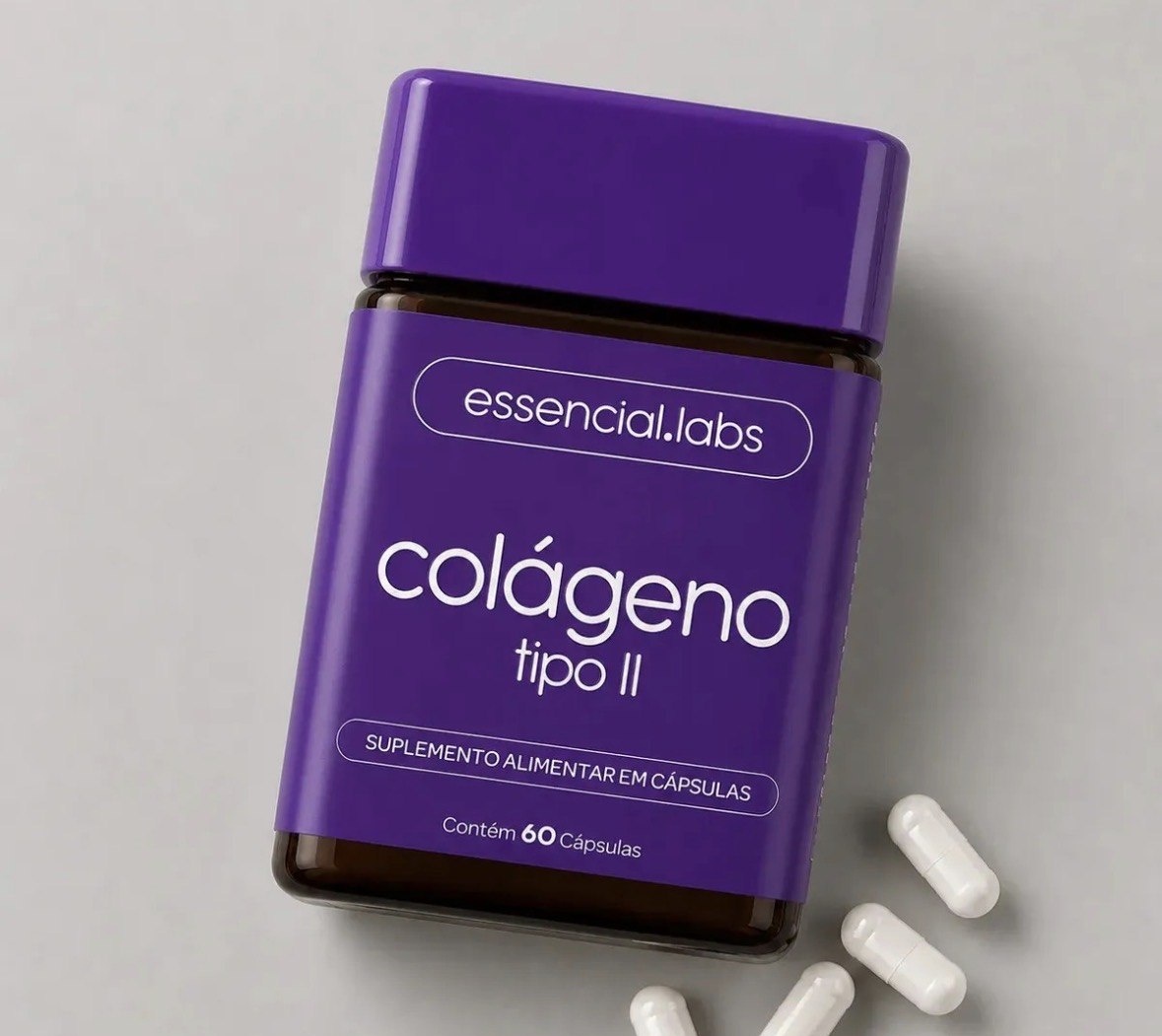 COLÁGENO TIPO 2 com 45mg - Fórmula Exclusiva com Máxima Concentração e Biodisponibilidade - 60 Cápsulas