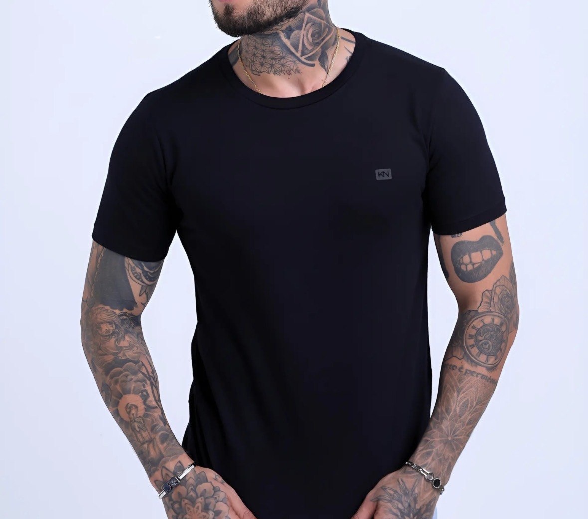 Camiseta Básica Masculina Slim Fit Algodão Lisa Várias Cores