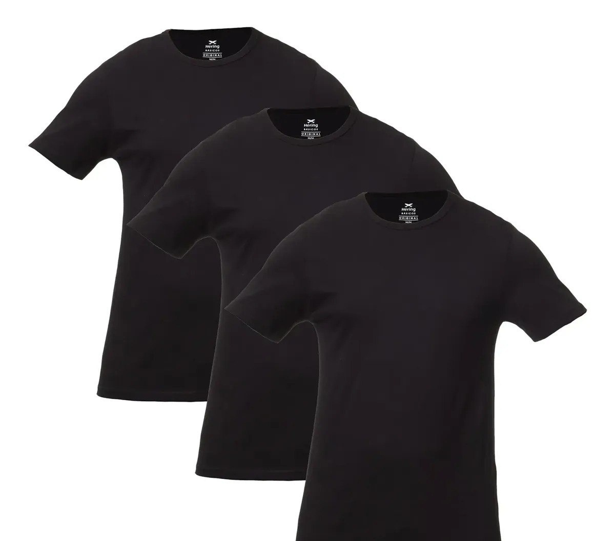 Kit Com 3 Camisetas Básicas Slim Cor Preto Hering