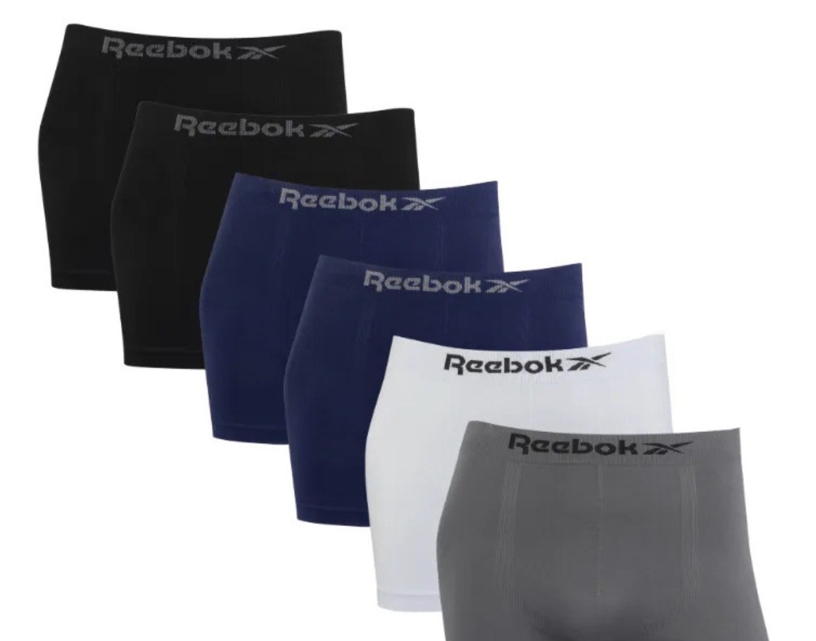 Kit 6 Cuecas Boxer Reebok Classic Microfibra Sem Costura