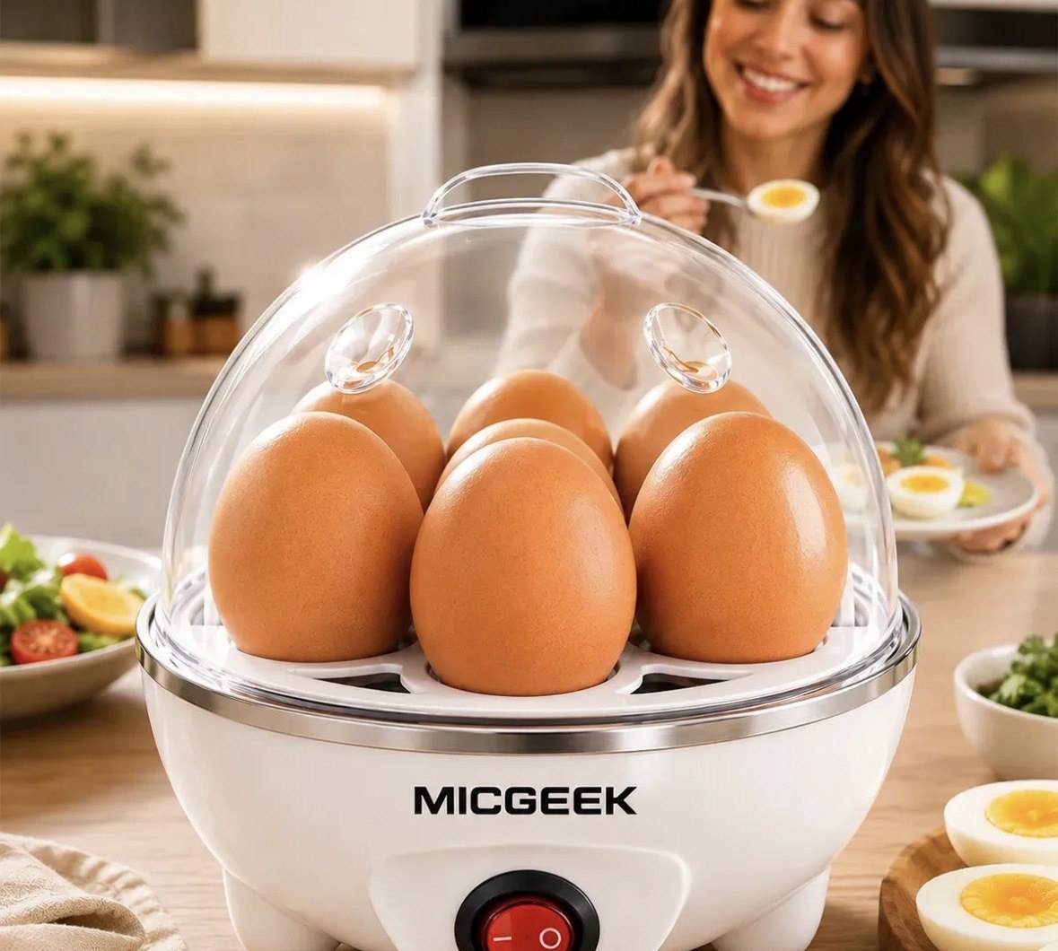 Cozedor De Ovos Automático Panela A Vapor Elétrica Legumes Elétrica Portátil Prático Rápido 7 Ovos Em 5min Micgeek