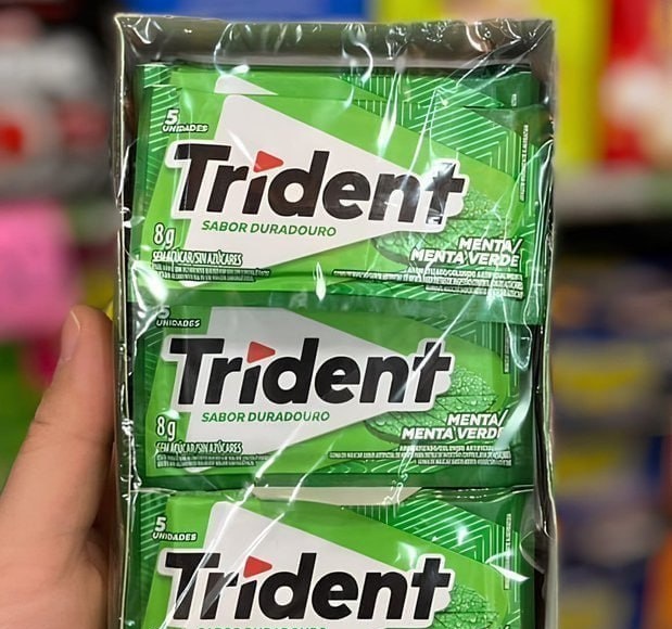 Trident Menta Sem Açúcar Caixa 21 Unidades 8g Chicletes