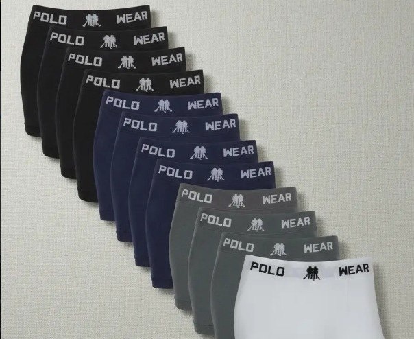 Kit 12 Cuecas Boxer Polo Wear Masculino Microfibra Liso