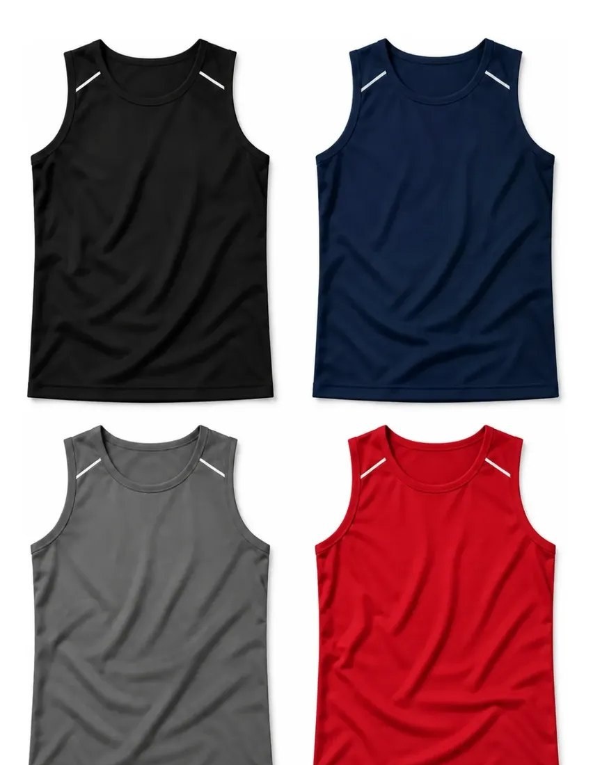 Kit 4 Regatas Dry Fit Masculina Basica Lisa Camisa De Treino