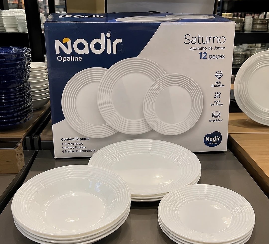 Aparelho Jantar Saturno Nadir Opaline 12 Peças Cor Branco