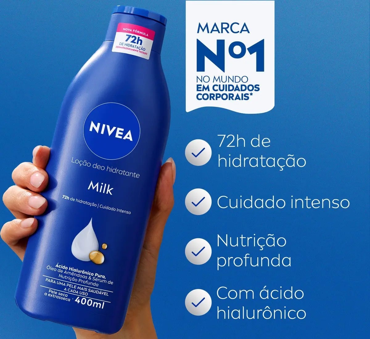 Nivea Loção deo-hidratante Milk 400ml Hidratação Profunda 72h