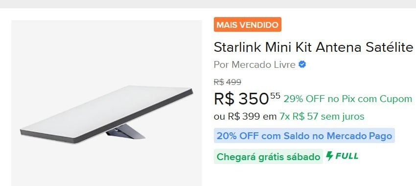 Kit Starlink Mini Internet Via Satélite