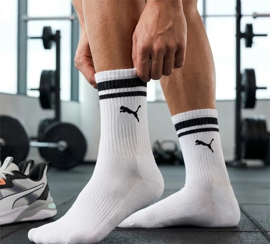Kit 3 Pares Meia Puma Cano Alto Esportiva Original