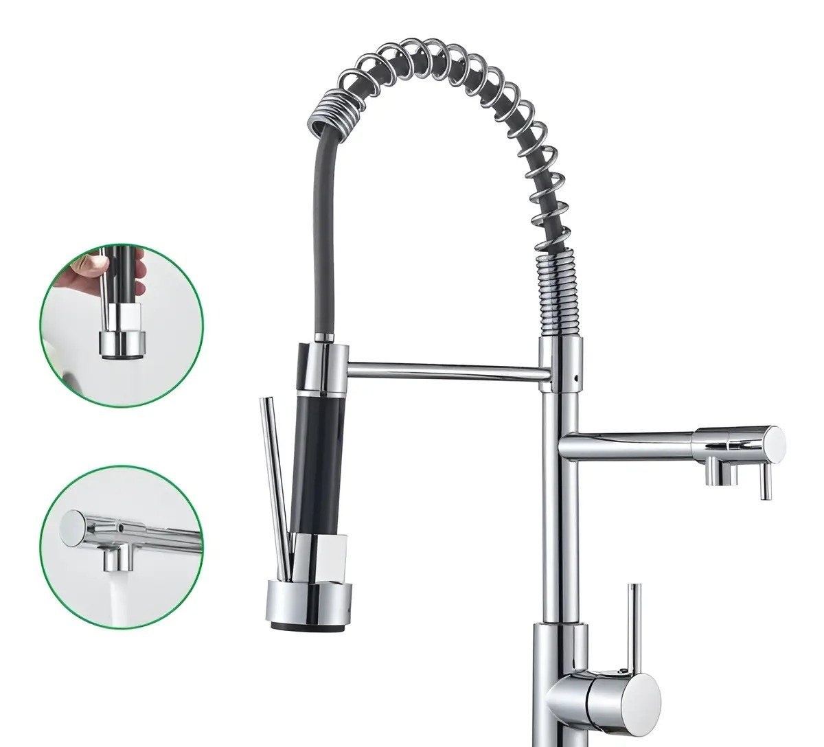 Torneira Gourmet Cozinha 50cm Metal Spray Duo Monocomando Acabamento Cromo Polido Espelhado Cor Cromado Winda