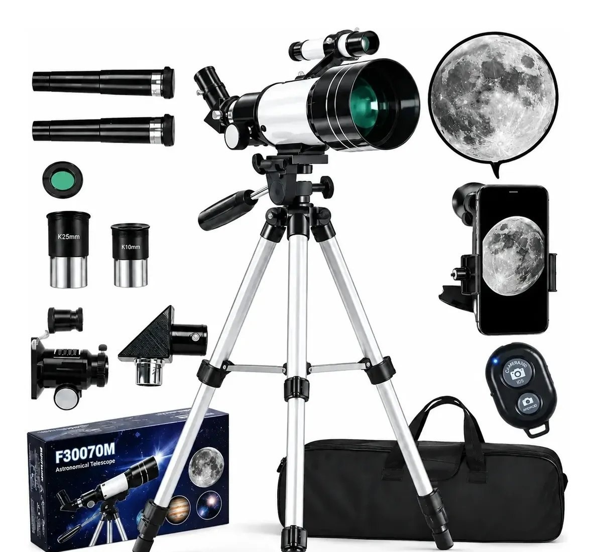 Telescópio Astronômico 70mm Com Tripé F300 70m F30070m Ultra