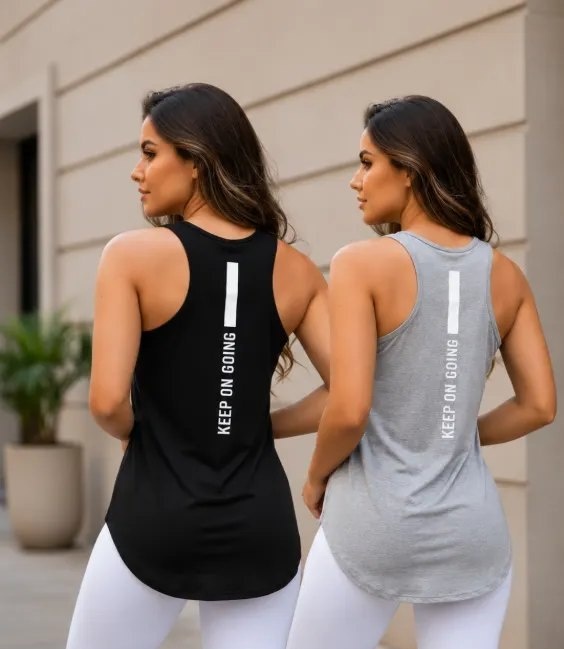 Kit 2 Camisetas Feminina Fitness Academia Keep On