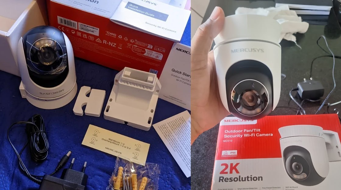 Mercusys MC510 Câmera de Segurança Wi-Fi Externa 2K 3MP Rotação 360 Visão Noturna