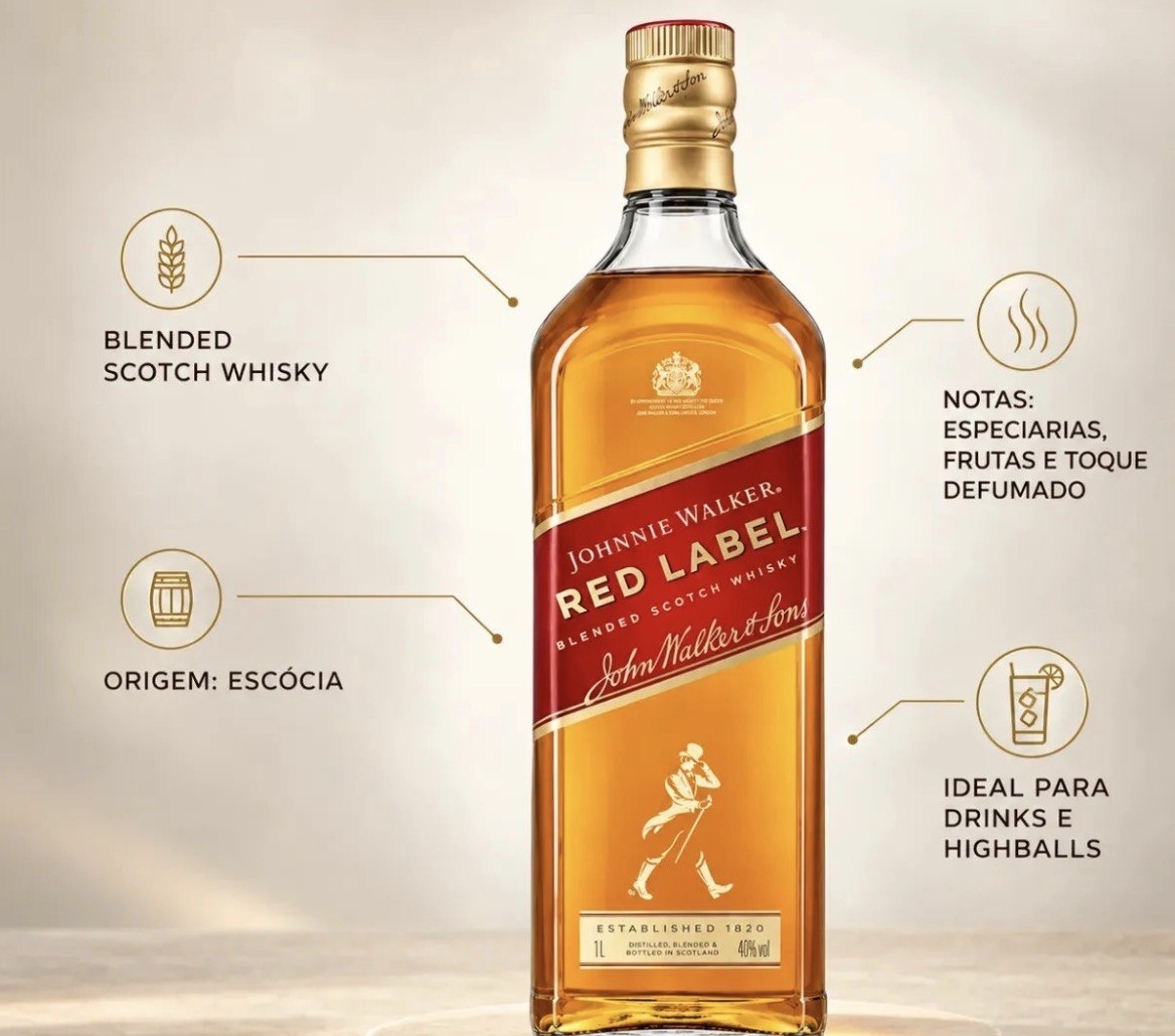 Whisky Johnnie Walker Red Label Blended Scotch 1 Litro