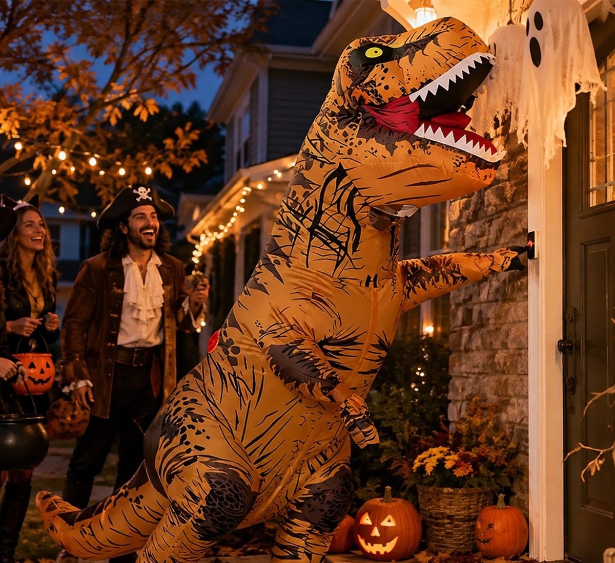 Fantasia Inflável Cosplay De T-rex Para Adulto Halloween