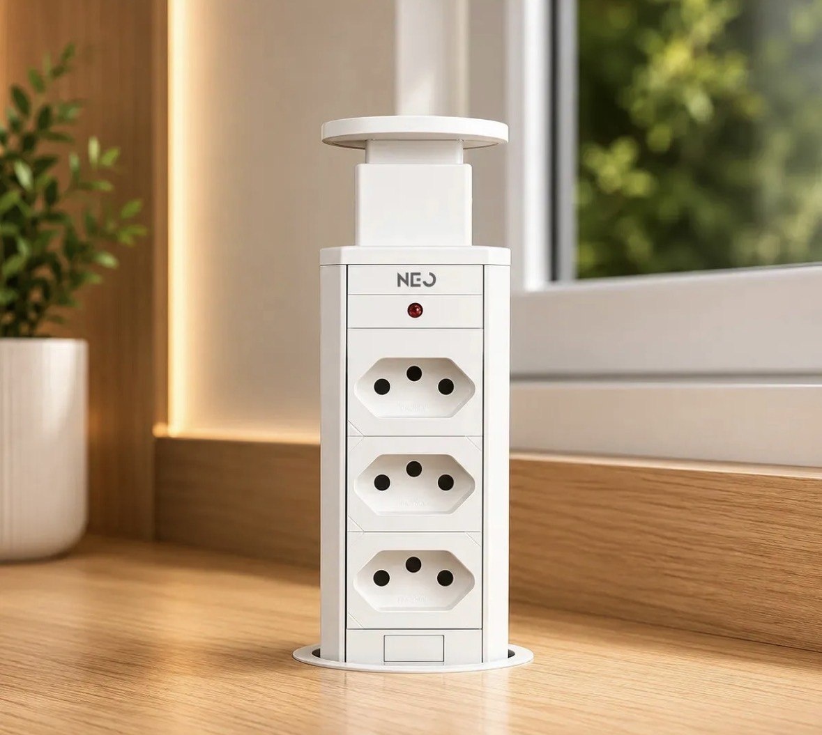 Torre 3 Tomadas Embutir Retrátil Elevor Para Bancada Branco Cod 370025676 Neo Avant