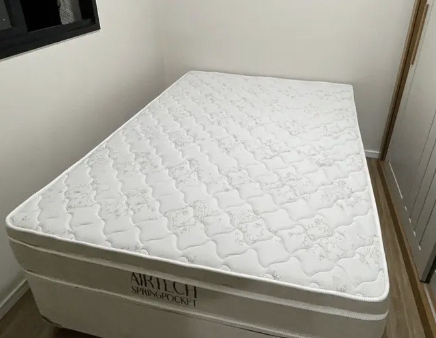 Cama Box Baú Viúva 128x188 cm Bege Ortobom Colchão Molas Ensacadas