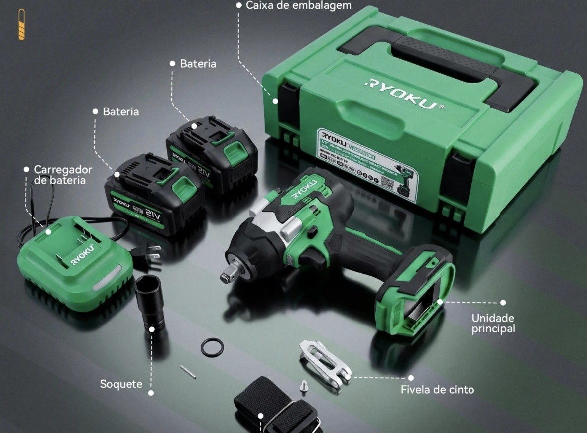Chave De Impacto Brushless 700nm Com 2 Baterias Maleta