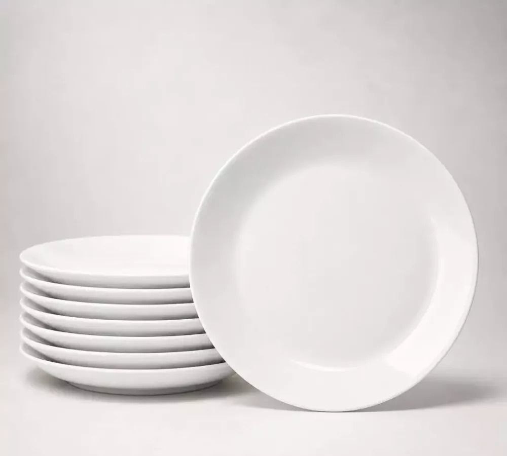 Jogo De 12 Pratos Em Opaline Vidro Branco Mesa Posta