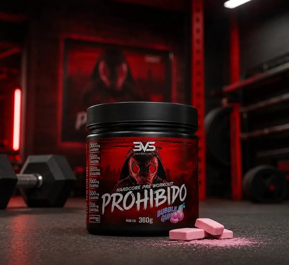 PROHIBIDO PRÉ TREINO 360g - Sabor Bubble Gum