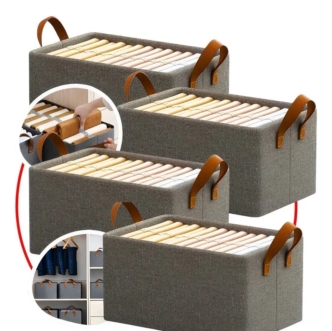 4 Caixas Organizadora De Guarda Roupa Cesto