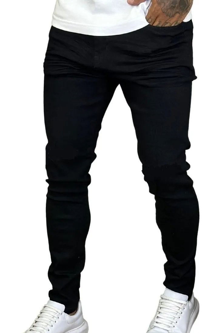 Calça Skinny Preta Masculina Jeans Com Elastano Lycra