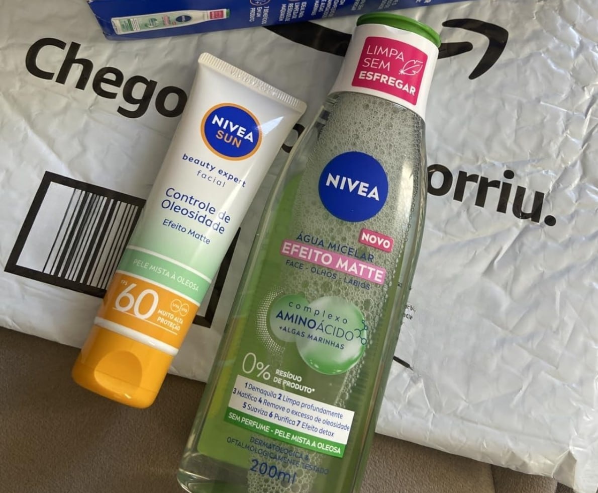 Kit Nivea Sun Facial Beaty Oleosidade 60Fps 50ml  Água Micelar Efeito Matte 200ml