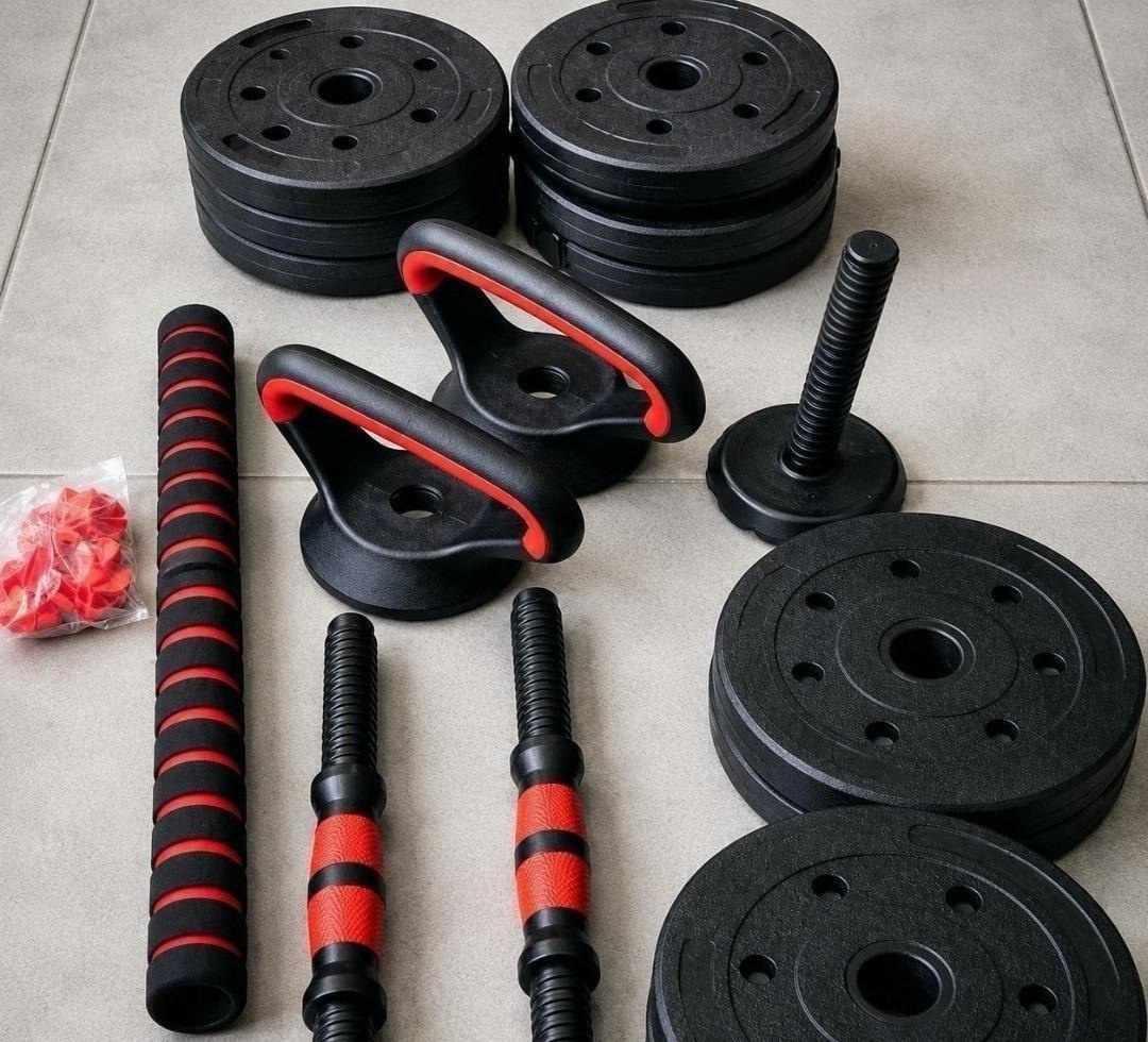 Kit Halteres Barra e Anilhas Musculação 15kg