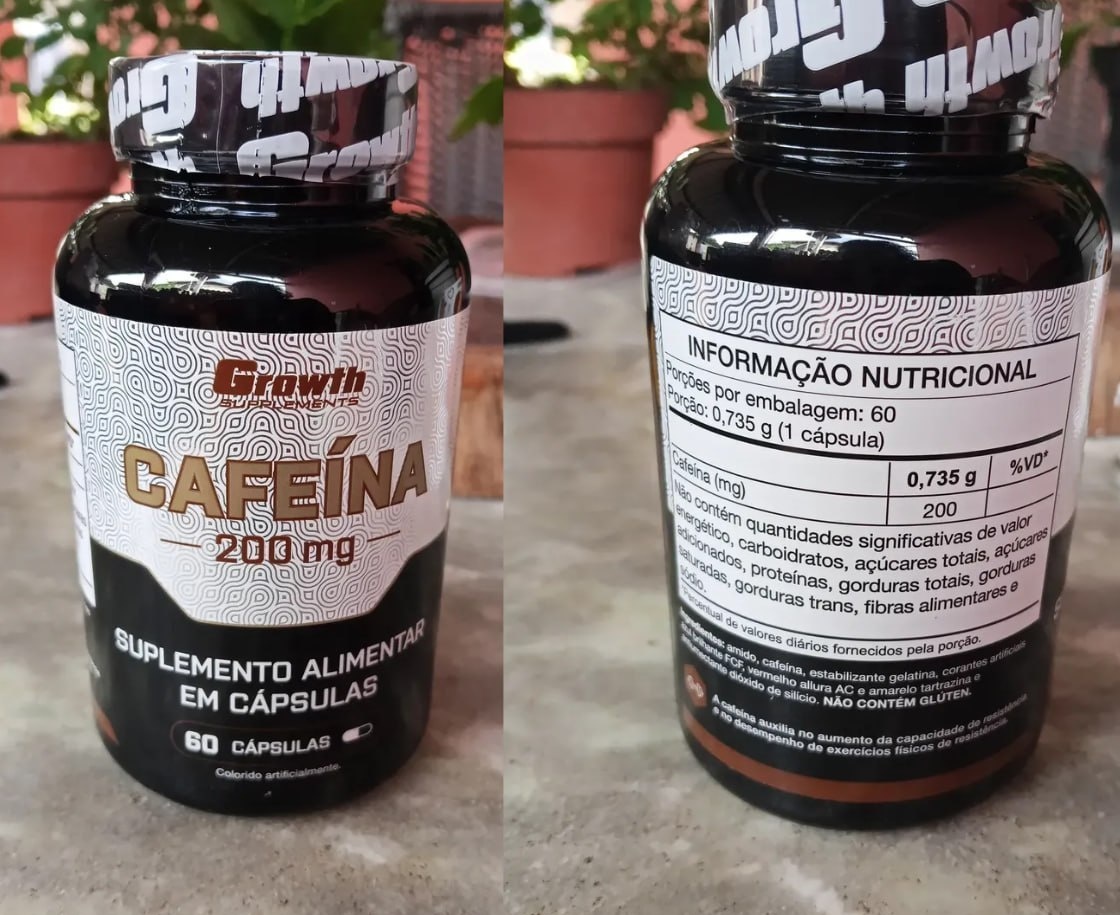 Cafeína 200mg 60 Caps Termogênico Growth Supplements