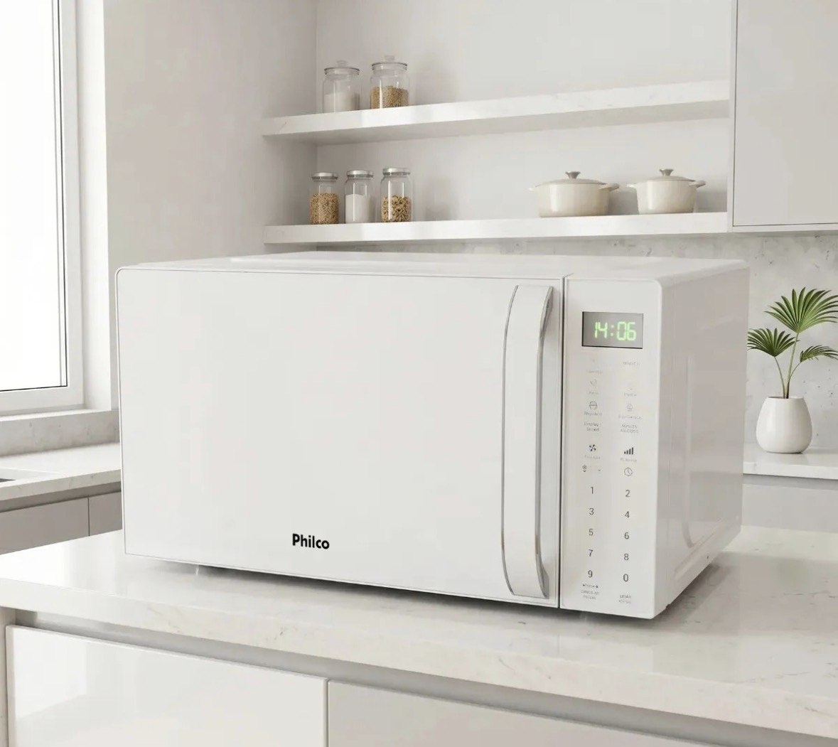 Micro-ondas Philco 20l Branco Pintura Limpa Fácil 1100w Pmo24b 127v