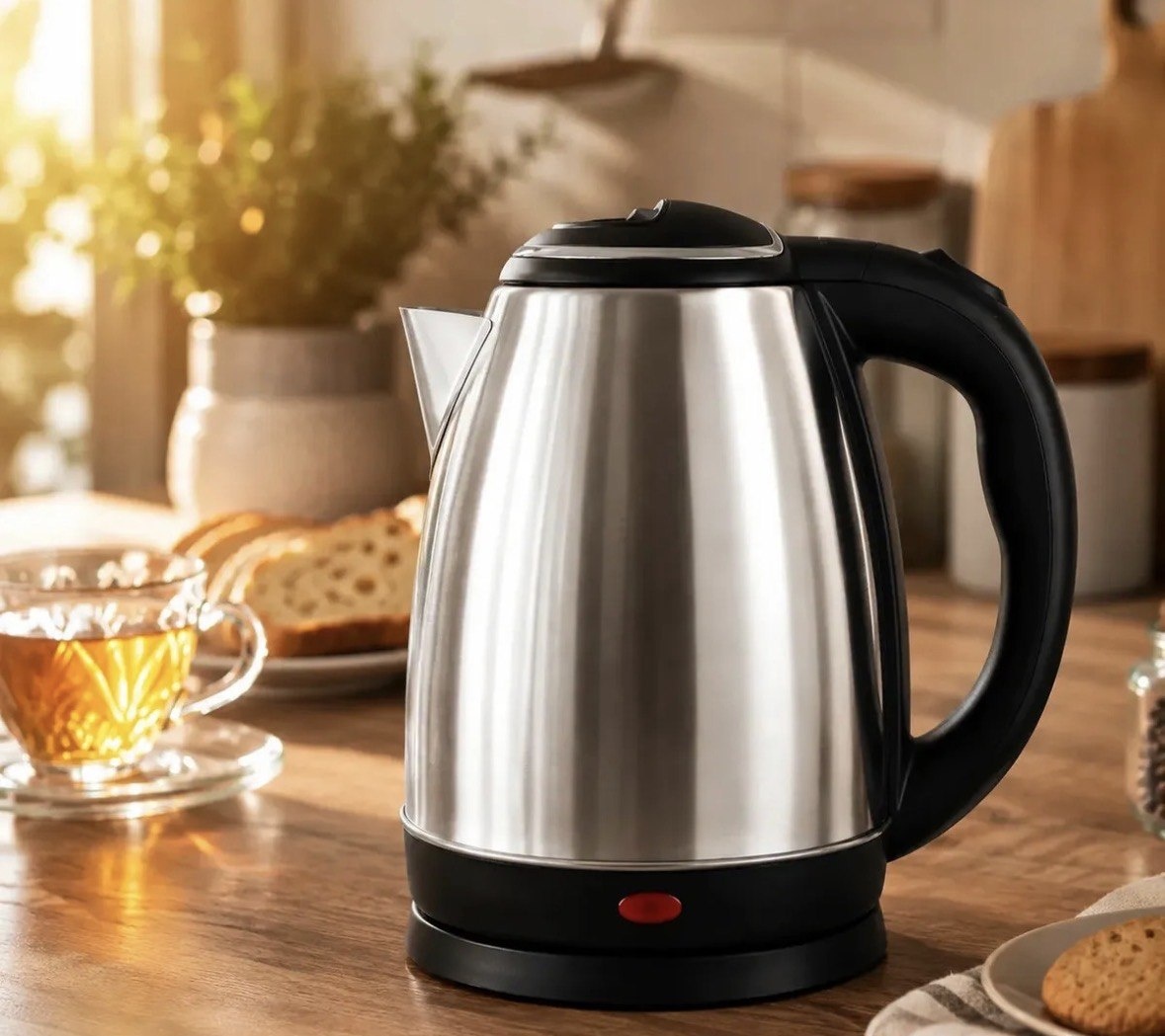 Chaleira Elétrica Inox 1,8L 1500W Aquecimento Rápido Automática