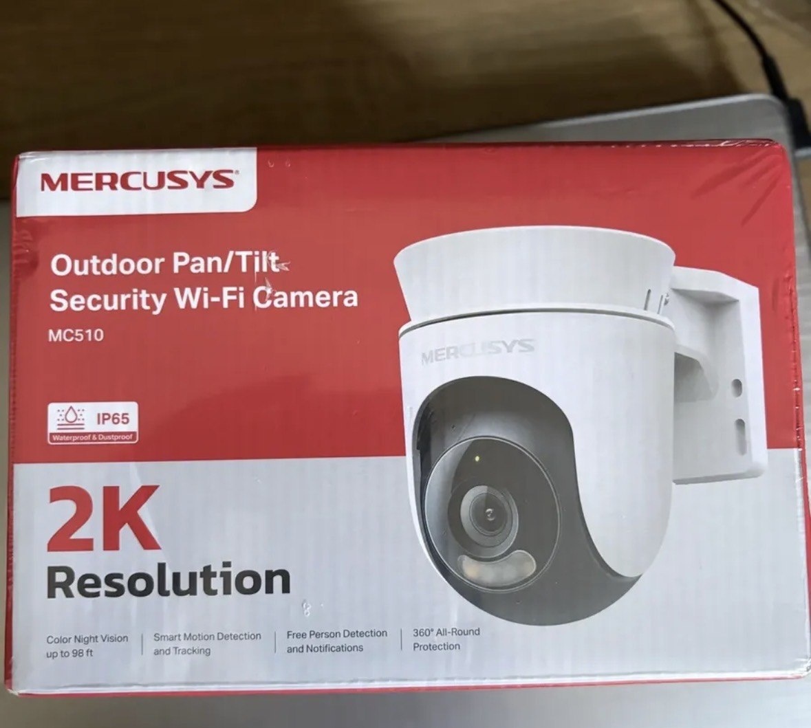 Mercusys MC510 Câmera de Segurança Wi-Fi Externa 2K 3MP, Rotação 360, Visão Noturna Colorida, Detecção de Pessoas e Rastreamento de Movimento, IP65, Áudio Bidirecional, Alexa e MicroSD até 512 GB