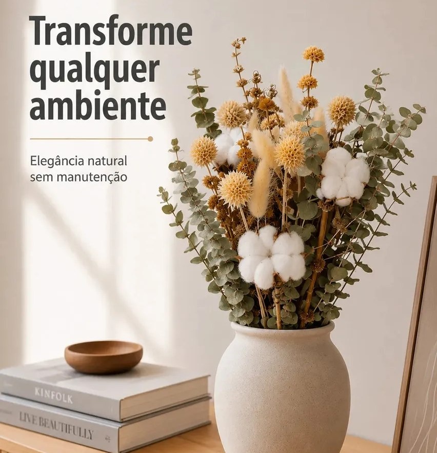 Buquê de Flores Naturais Desidratadas pra Decoração