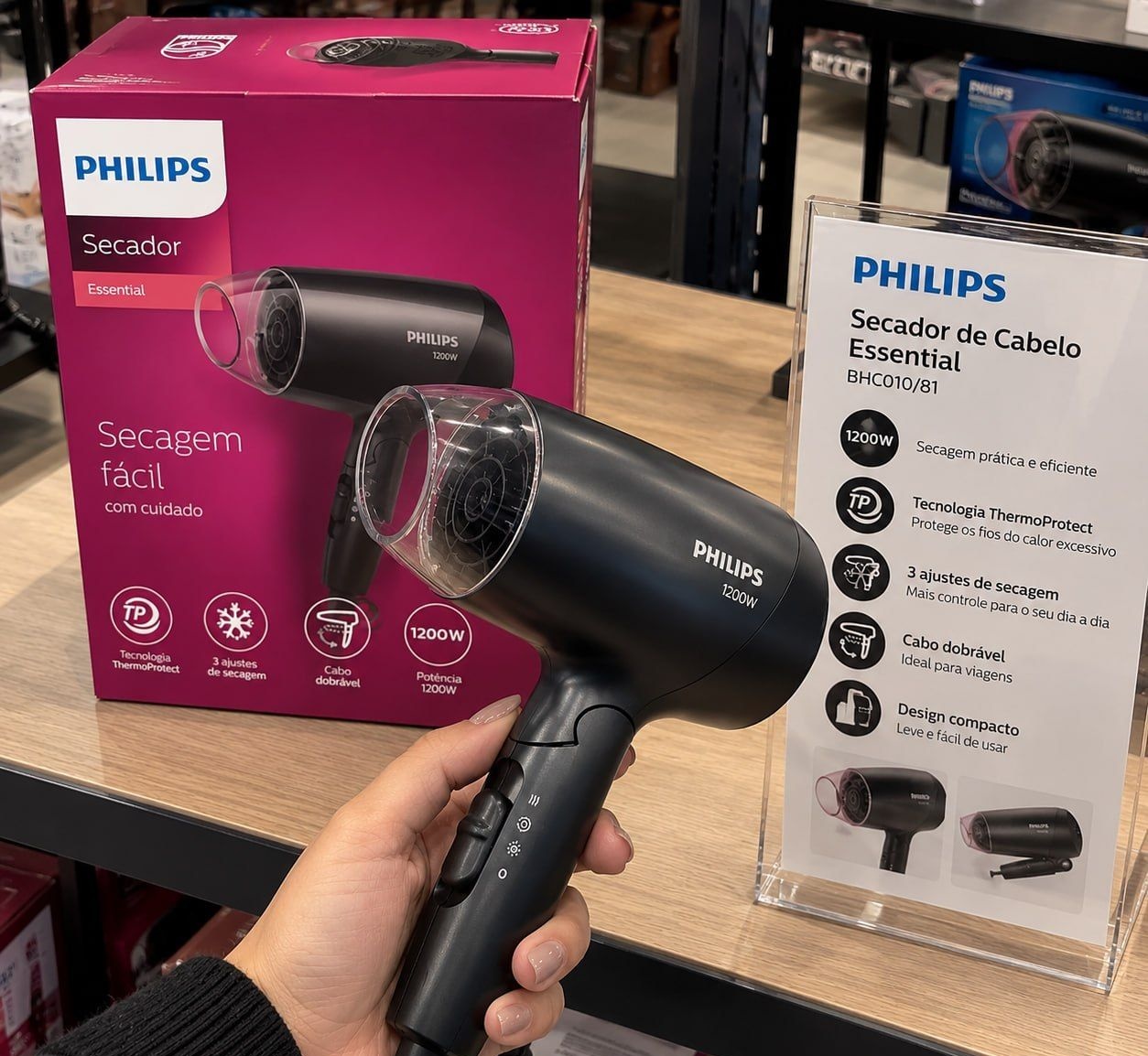 Philips Secador Essential 1200W com ThermoProtect 127v