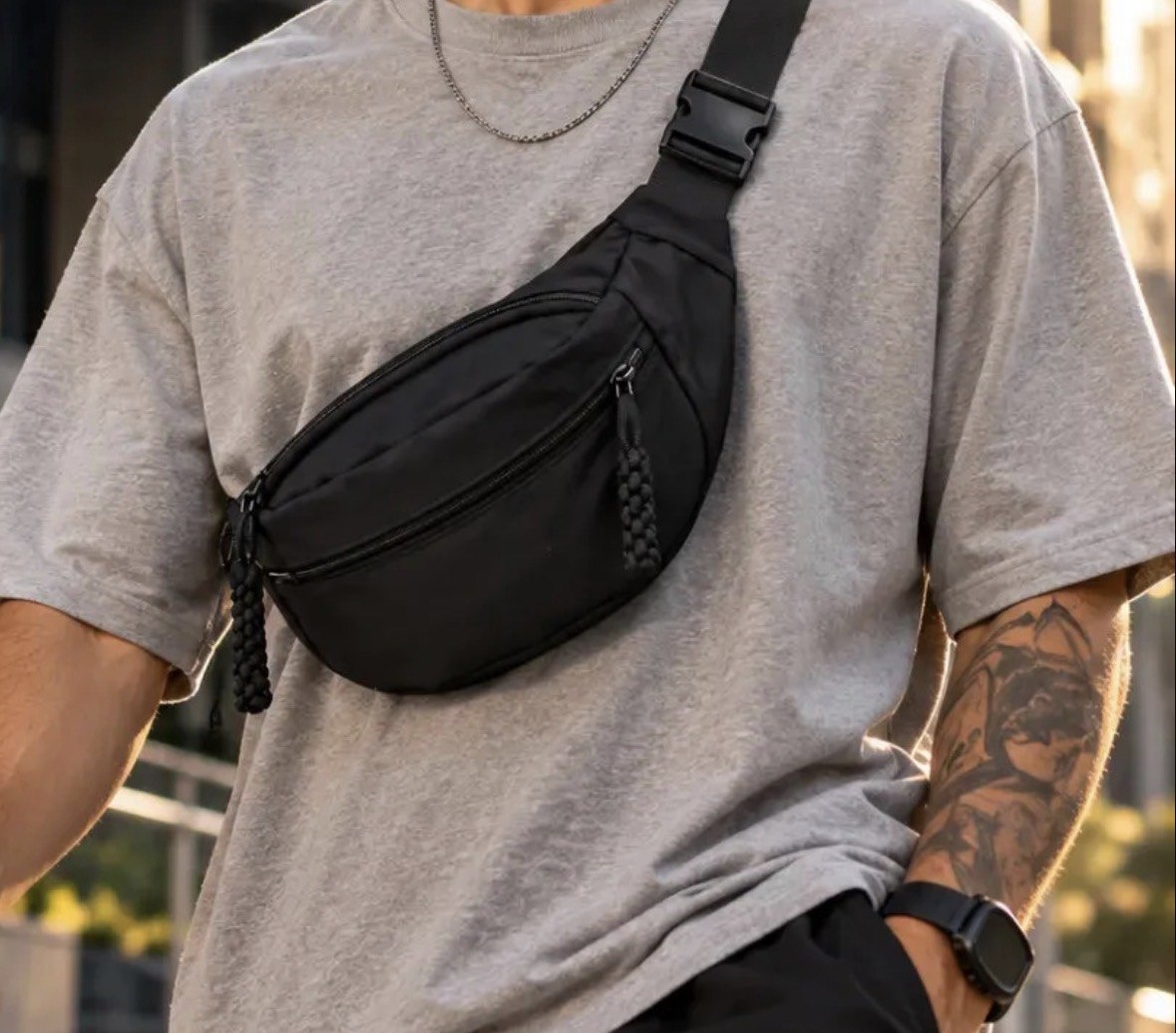 Bolsa Transversal Pochete Kingbr Impermeável Unissex Para Carnaval Shows Festivais E Viagens Shoulder Bag Tiracolo Reforçada Antifurto Bolsos Alça Ajustável Estilo Streetwear Moda Premium Preto