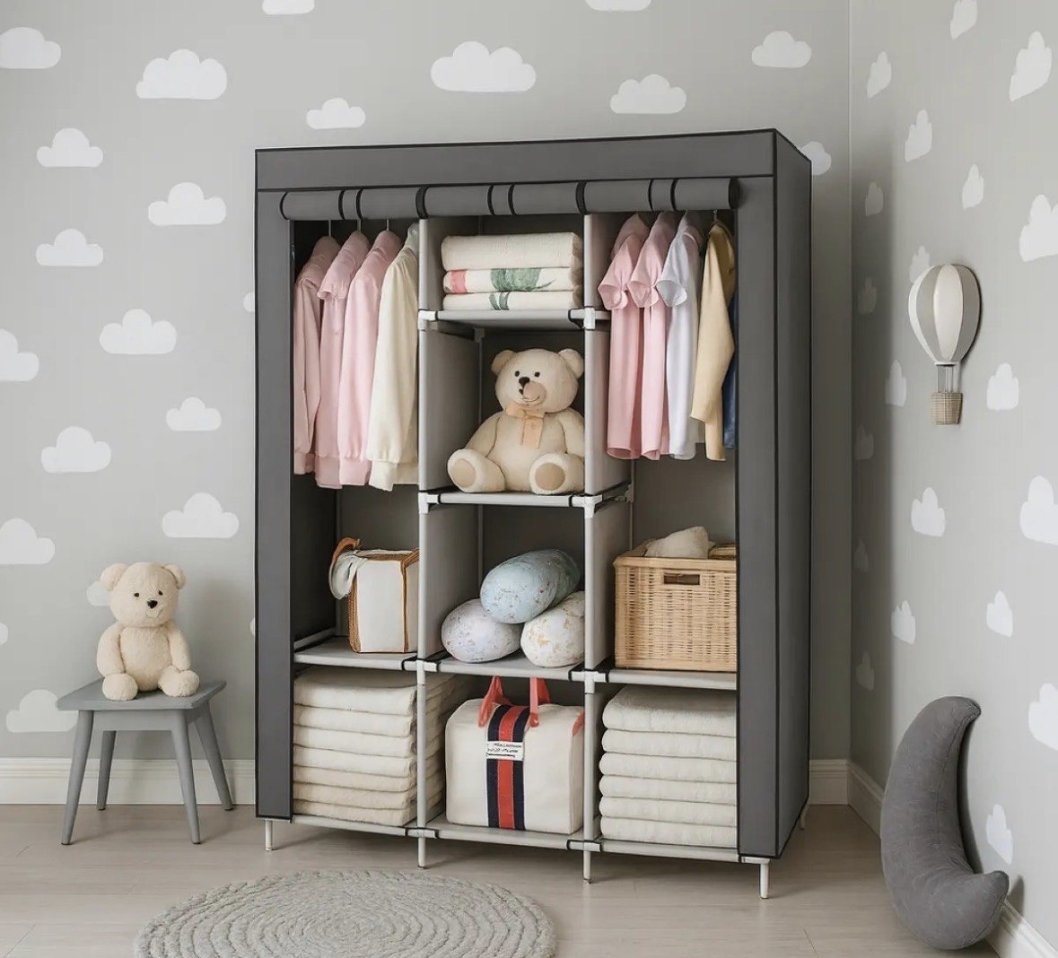 Guarda Roupa Dobrável Multiuso Armário Portátil Organizador Closet Roupeiro E Sapateiro
