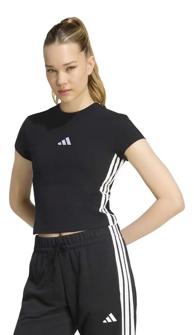 Camiseta Baby Look Feminina Essentials 3 Listras adidas