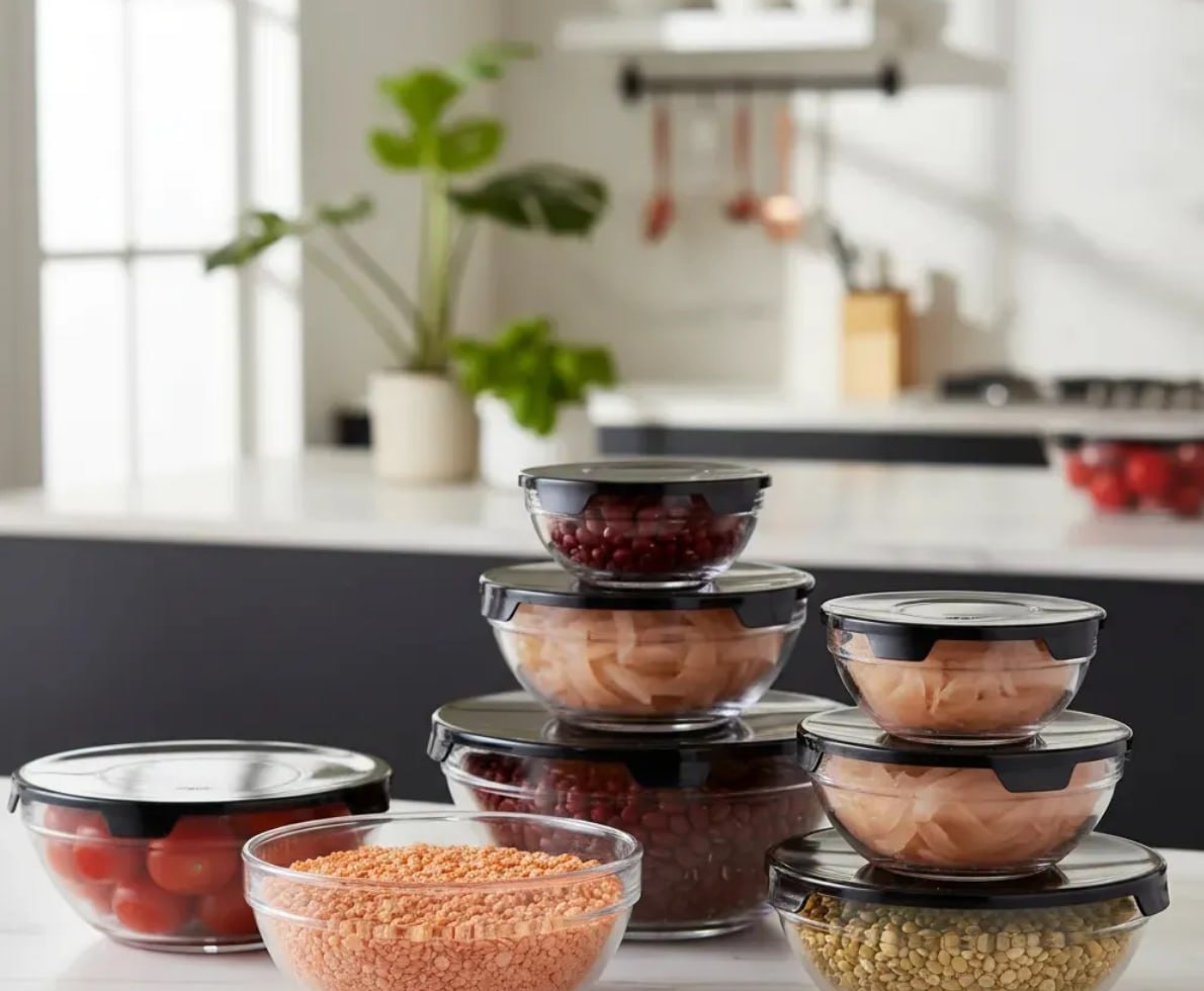 Conjunto 10 Potes Vidro Organizadores De Cozinha