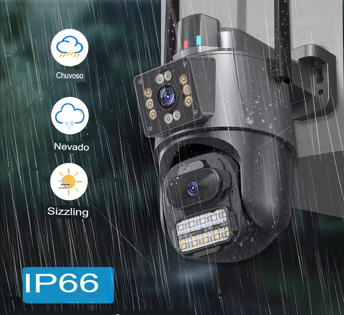 Kit 2 Câmera Segurança Ip App Icsee Lente Dupla Cor Preto