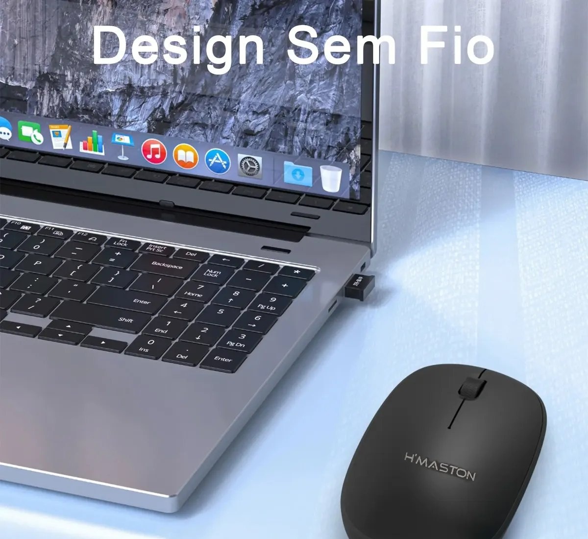 Mouse Sem Fio 2.4g Pilha Aaa Dpi 1200 Para Pc