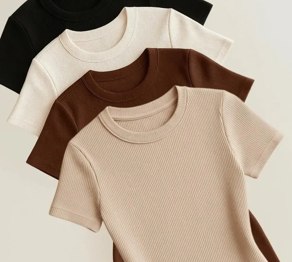 Kit 4 Blusas Femininas Ribana Canelado Básica Casual